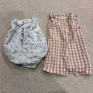 Charming Bodysuit Set with Gingham and Patterned Designs 6/9 month bundle